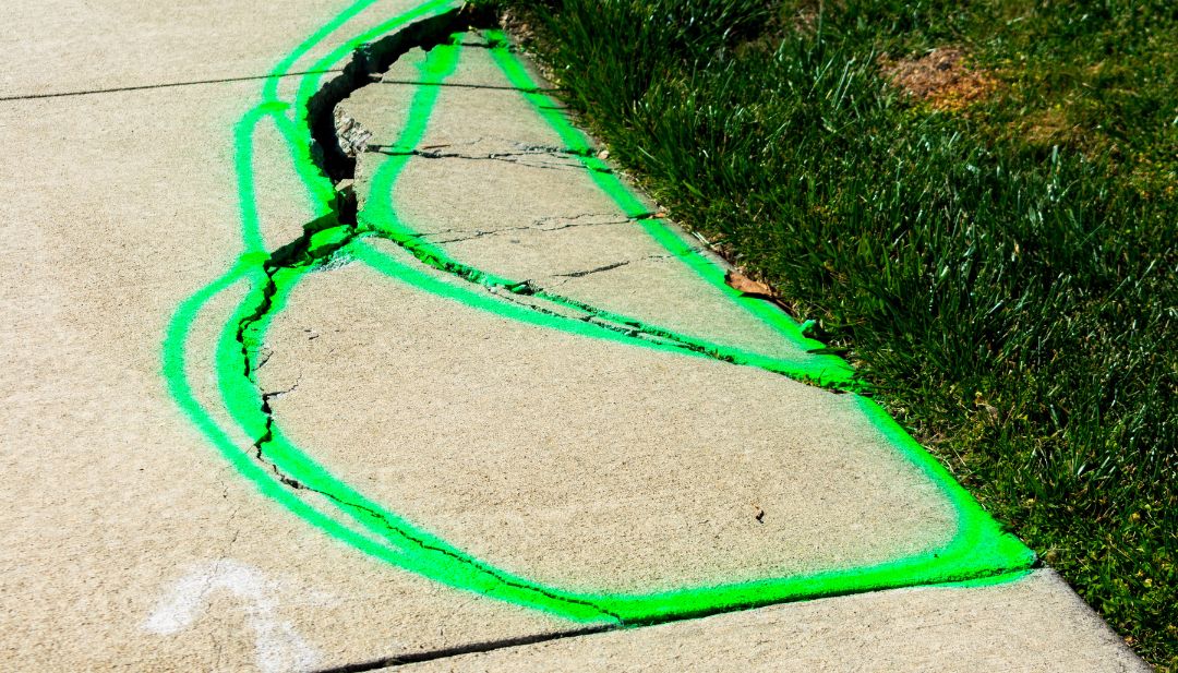 Fisuras superficiales en una superficie de concreto