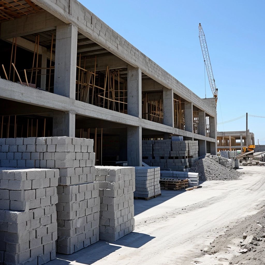 Obra en construcción usando concreto hidráulico Obra en construcción usando concreto hidráulico