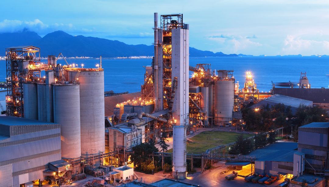 Proceso de fabricación de cemento en fábrica