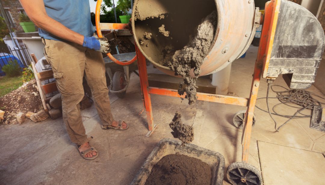 Proceso de mezcla de concreto para construcción